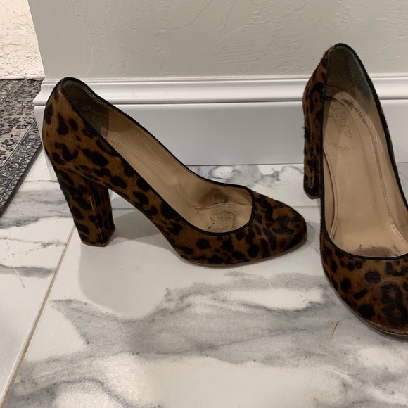 J crew Etta Calf Hair leopard Heels Sz 10 - Picture 7 of 8